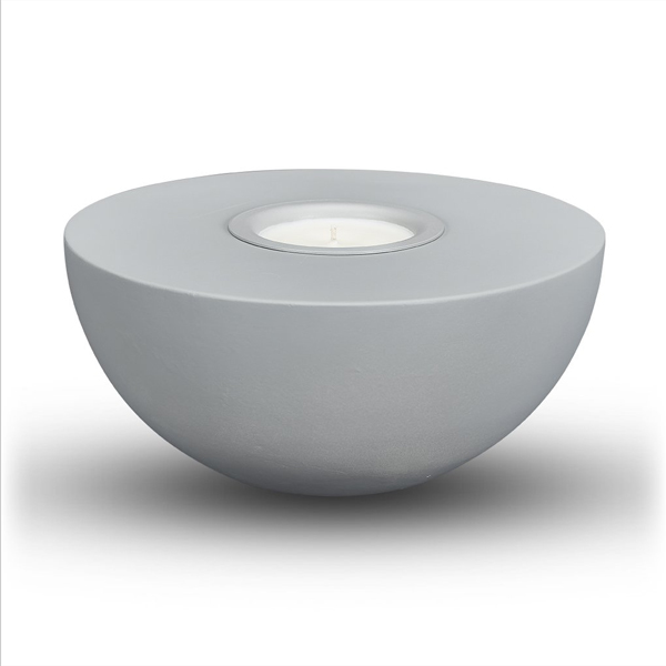 light grey semi-round candle