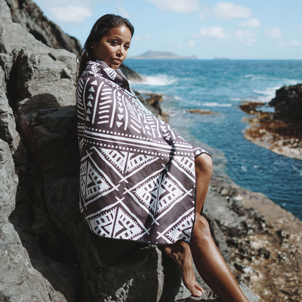 black tribal beach towel