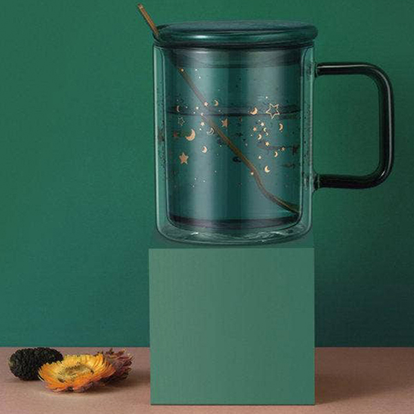 insulated star glass mug